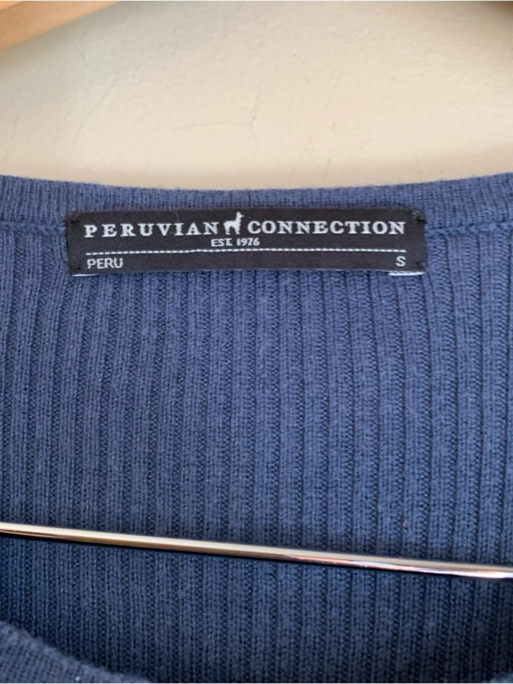 Peruvian Connection Thin Ribbed Sweater Small 3/4 Sleeve Ribbed Basics Capsule - Picture 5 of 7